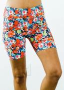 High Waisted Mid-Thigh Swim Shorts UPF 50+ | Aloha Flowers | by Calypsa |