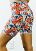 High Waisted Mid-Thigh Swim Shorts UPF 50+ | Aloha Flowers | by Calypsa |