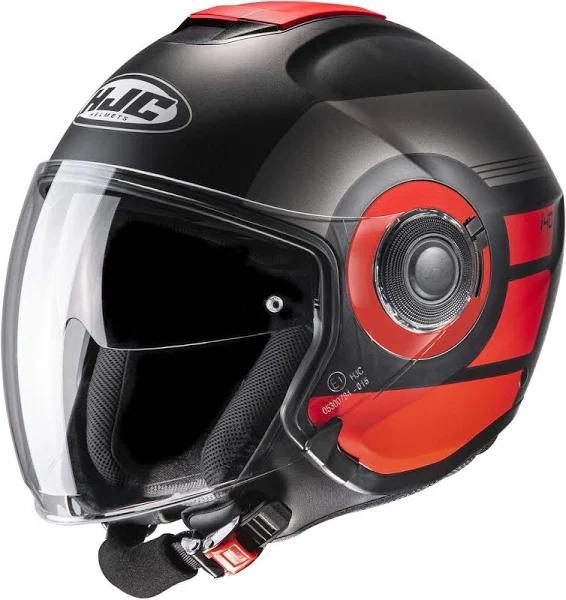 HJC i40 Spina Jet Helmet, black-grey-red, Size Xs