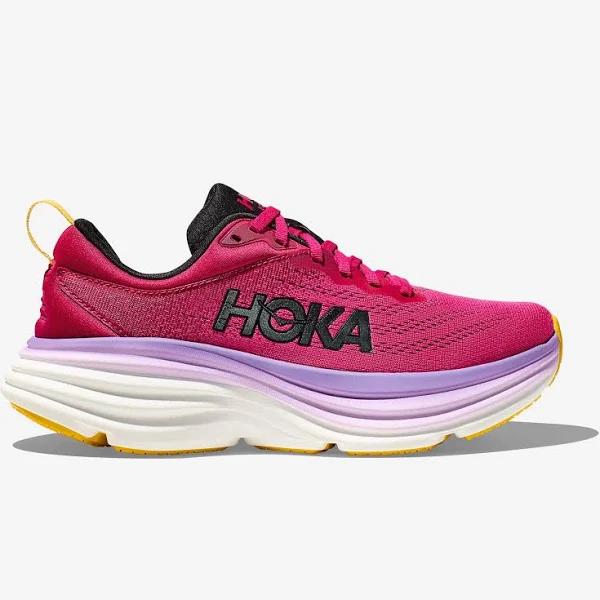 Hoka Bondi 8 Shoe - Cherries Jubilee/Pink Yarrow - Womens Ladies Shoes