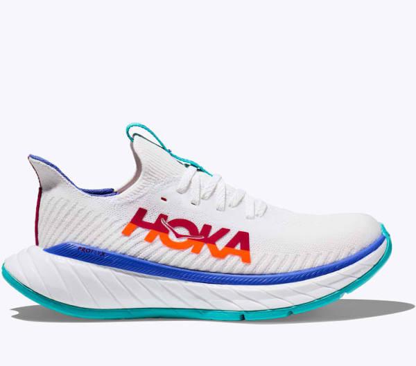 Hoka Mens Carbon x 3 Shoes White/Flame
