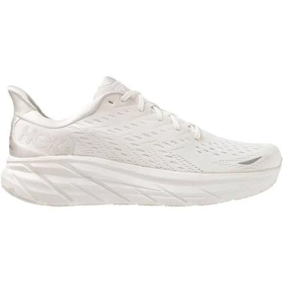 Hoka One One: Women's Clifton 8 Running Shoe - Blanc De Blanc/Bright White (Size 10.5 US)