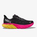 Hoka Women's Arahi 6 Running Shoe, Black/Pink Yarrow / 6 / B