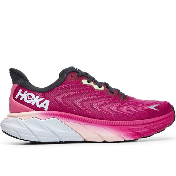 Hoka Women's Arahi 6 Running Shoe, Black/Pink Yarrow / 6 / B