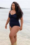 Honey Comb Underwire One Piece Swimwear Navy 12 / F/G Cup