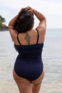 Honey Comb Underwire One Piece Swimwear Navy 12 / F/G Cup