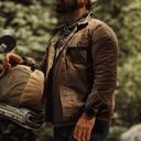 Huckberry Flint and Tinder Men's Flannel-Lined Waxed Trucker Jacket, Water & Weather Resistant
