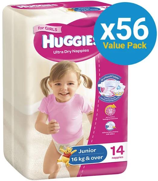 Huggies Nappies Junior Girl 14 Convenience