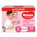Huggies Ultra Dry Nappies Girls Size 5 (13-18kg) 128 Count