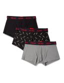 Hugo 3 Pack Stretch Cotton Boxer Trunks - Black, Grey & Pattern