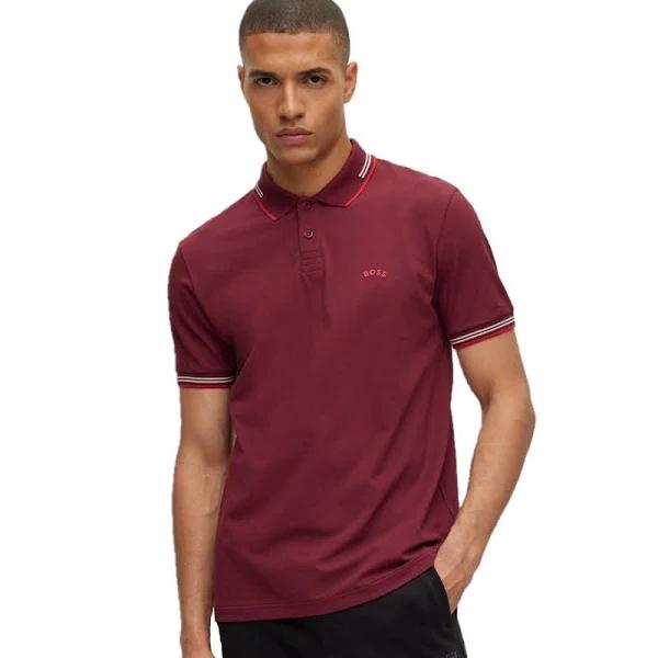 Hugo Boss Green Paul Curved Polo Small / Dark Pink