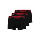 Hugo Three-Pack of Stretch-jersey Trunks With Logo waistbands, Men, Size: XS, Black