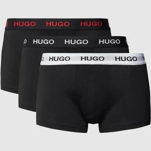 Hugo Three-Pack of Stretch-jersey Trunks With Logo waistbands, Men, Size: XS, Black