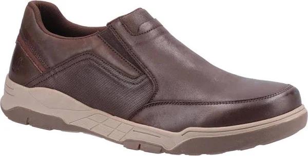 Hush Puppies Mens Fletcher Leather Shoes Coffee 10 UK