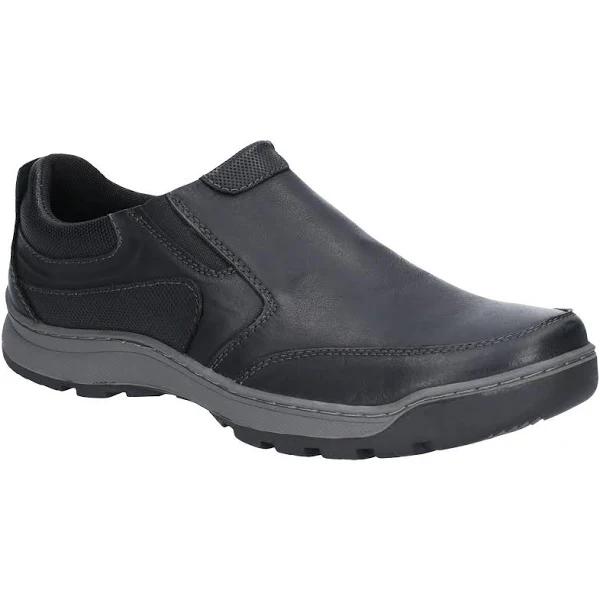 Hush Puppies Mens Jasper Slip On Leather Shoes Black 8 UK