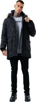 Hype Mens Luxe Longline Parka Black XXL Mixed Mens Parka