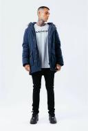Hype Mens Luxe Longline Parka Navy XXL