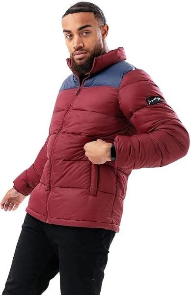 Hype Unisex Adult Puffer Jacket Burgundy/Navy Blue M