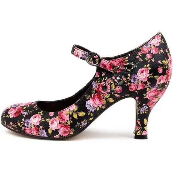 I Love Billy Mendy Black Floral Smooth Black Floral Womens Shoes Dress Heeled Shoes