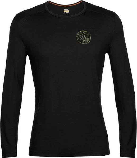 Icebreaker 200 Oasis Crewe Alps 3D Long Sleeve Base Layer Black L Man