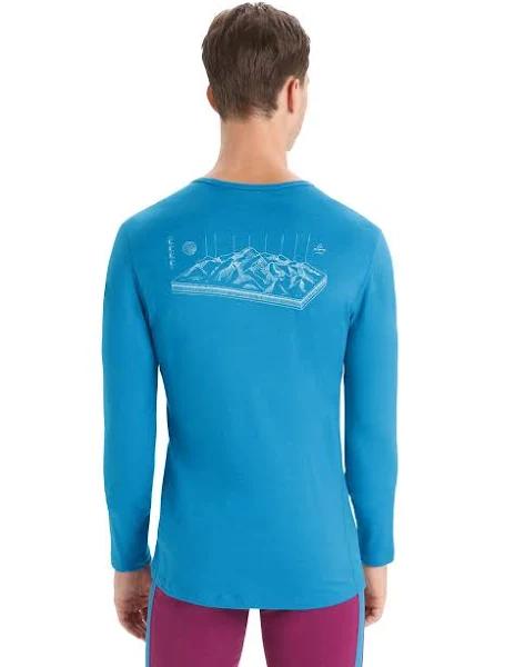 Icebreaker Men's 200 Oasis Long Sleeve Crewe Alps 3D L Geo Blue AU490037
