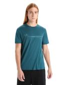 Icebreaker Tech Lite II Cadence Paths Short Sleeve T-Shirt Green M Man