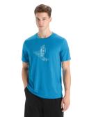 Icebreaker Tech Lite II Skiing Yeti Short Sleeve T-Shirt Blue L Man 0A56IM734L