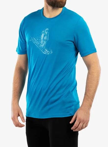 Icebreaker Tech Lite II Skiing Yeti Short Sleeve T-Shirt Blue L Man 0A56IM734L