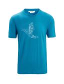 Icebreaker Tech Lite II Skiing Yeti Short Sleeve T-Shirt Blue M Man 0A56IM734M