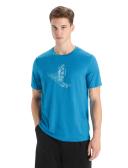 Icebreaker Tech Lite II Skiing Yeti Short Sleeve T-Shirt Blue S Man 0A56IM734S