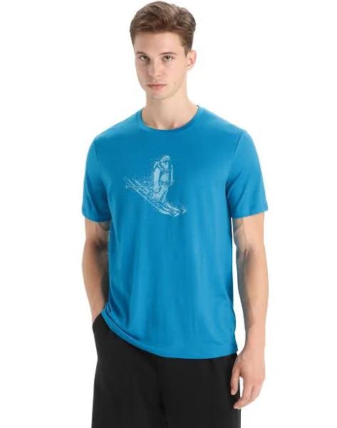 Icebreaker Tech Lite II Skiing Yeti Short Sleeve T-Shirt Blue S Man 0A56IM734S
