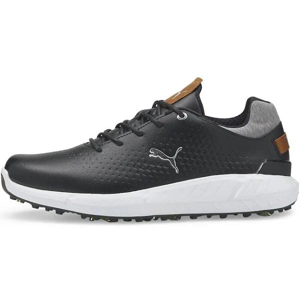 Ignite Articulate Leather Men's Golf Shoes in Black/Silver, Size 7 by Puma