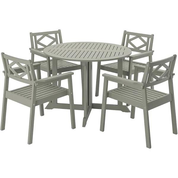 IKEA - BONDHOLMEN Table+4 Chairs W Armrests, Outdoor, Bondholmen Grey Stained
