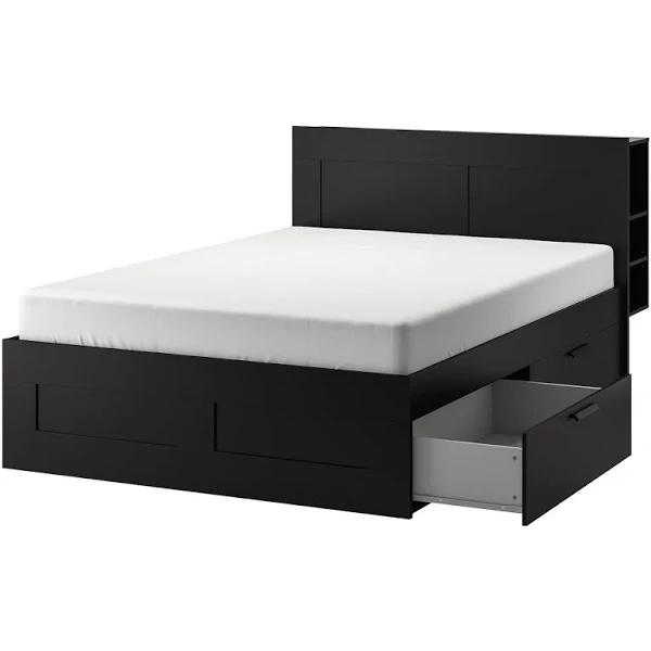 IKEA - BRIMNES Bed Frame W Storage and Headboard, Black Double