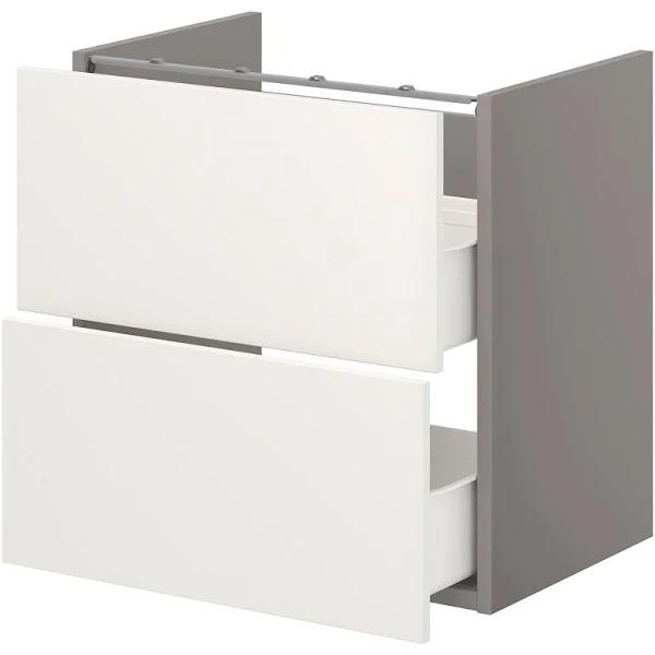 IKEA - ENHET Base CB F Washbasin W 2 Drawers, Grey/White 60x42x60 cm