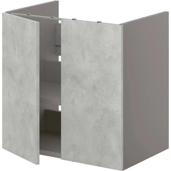 IKEA - ENHET BS CB F WB W shlf/doors, grey/concrete Effect 60x42x60 cm