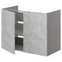 IKEA - ENHET BS CB F WB W shlf/doors, grey/concrete Effect 80x42x60 cm