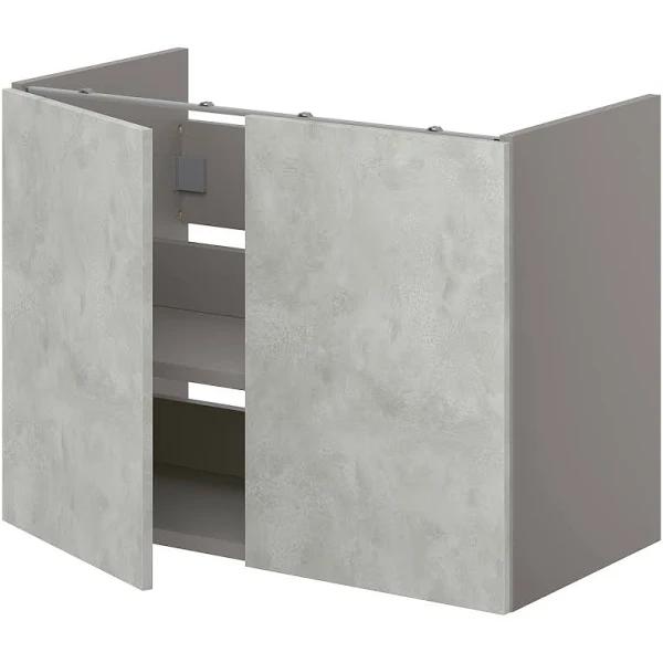 IKEA - ENHET BS CB F WB W shlf/doors, grey/concrete Effect 80x42x60 cm