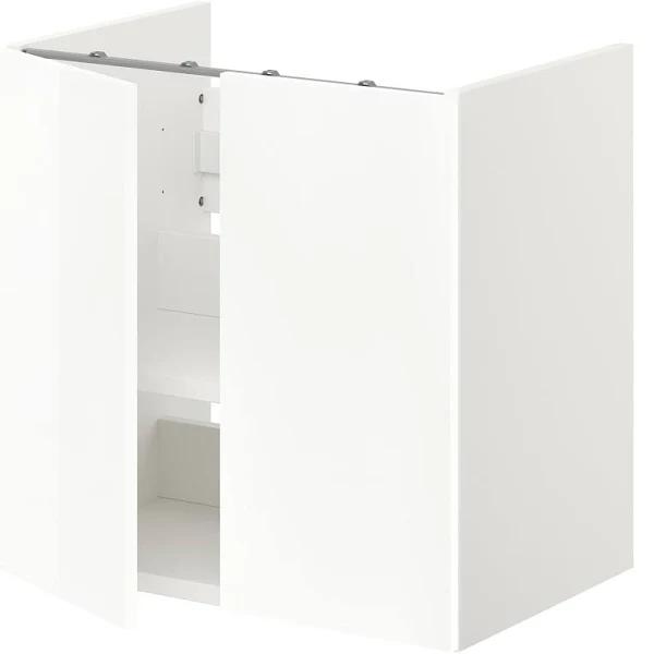IKEA - ENHET BS CB F WB W shlf/doors, white/high-gloss White 60x42x60 cm