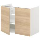 IKEA - ENHET BS CB F WB W shlf/doors, White/Oak Effect 80x42x60 cm