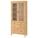 IKEA - HEMNES Glass-door Cabinet With 3 Drawers, Light Brown 90x198 cm