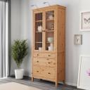 IKEA - HEMNES Glass-door Cabinet With 3 Drawers, Light Brown 90x198 cm