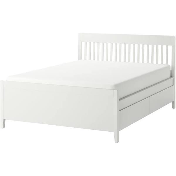 IKEA - IDANÄS Bed Frame With Storage, white/Lönset Full/Double