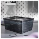 IKEA - KUGGIS Box with Lid, Transparent Black 13x18x8 cm