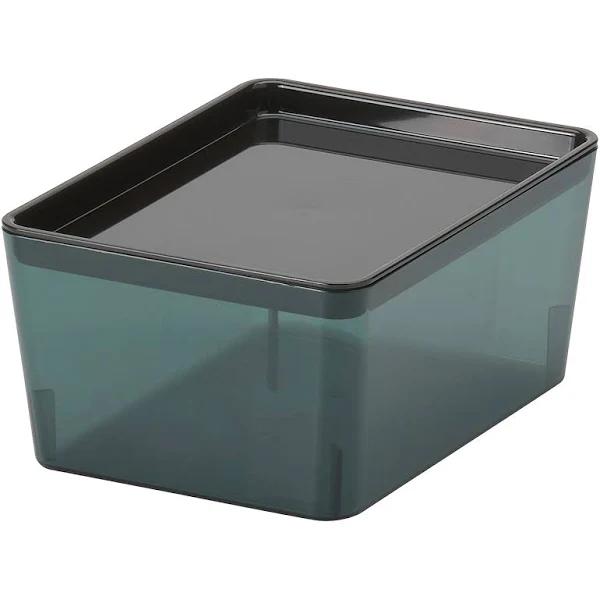 IKEA - KUGGIS Box with Lid, Transparent Black 13x18x8 cm