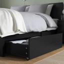 IKEA - Malm Bed Frame, High, W 2 Storage Boxes, Black-Brown 180x200 cm