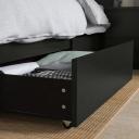 IKEA - Malm Bed Frame, High, W 2 Storage Boxes, Black-Brown 180x200 cm