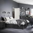 IKEA - Malm Bed Frame, High, W 2 Storage Boxes, Black-Brown 180x200 cm