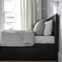 IKEA - Malm Bed Frame, High, W 2 Storage Boxes, Black-Brown Queen
