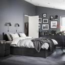 IKEA - Malm Bed Frame, High, W 2 Storage Boxes, Black-Brown Queen